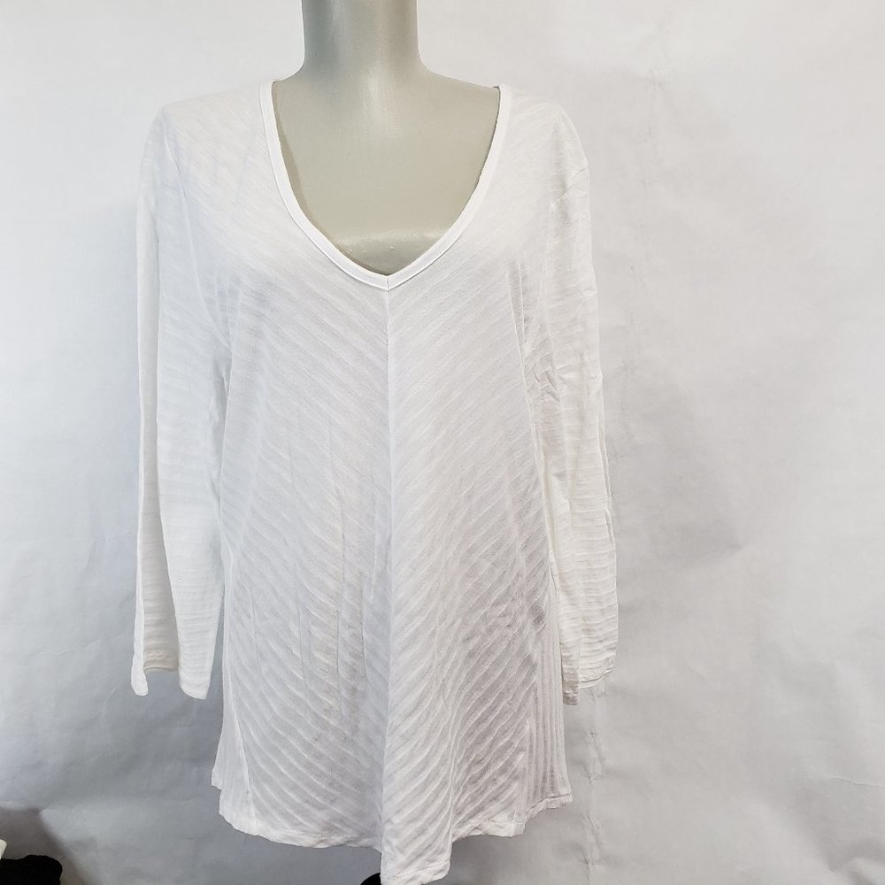 Calvin Klein Women's Mixed-Media Top 3/4 Sleeve XL